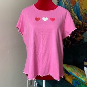Y2k pink valentines day T-shirt with heart appliques